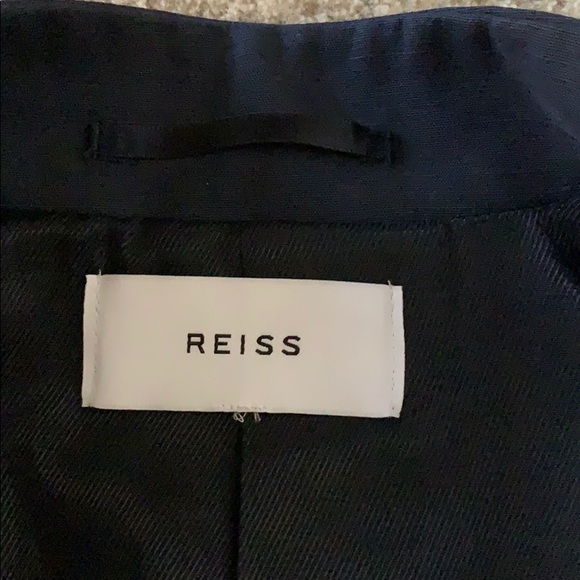 Reiss Navy Blue Cotton tie Coat - Picture 5 of 6